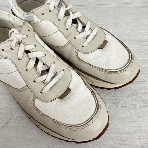 Madewell Kickoff Trainer Sneakers Size 8.5 in Neutral Colorblock Leather Cream - Picture 8 of 13